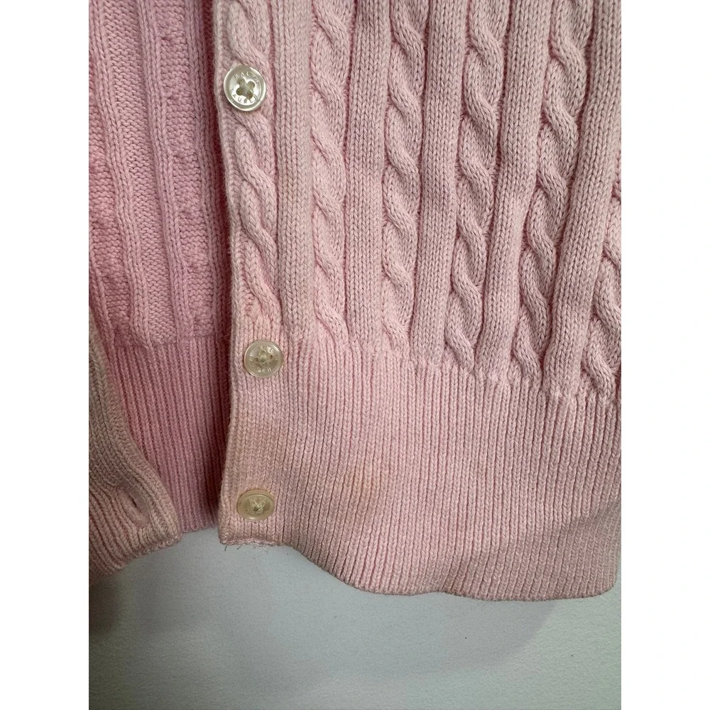 Ralph Lauren Toddler Girl Pink Cardigan Cable Knit Pony Logo Sweater 24M